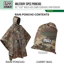Military Style Poncho Multi Use Rip Stop Camouflage Rain Poncho