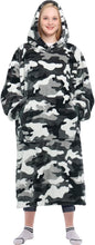Wearable Blanket Sweatshirt Gifts for Women and Men, Warm and Cozy Giant Blanket Hoodie, Thick Flannel Blanket with Sleeves and Giant Pocket - Camo