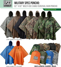 Military Style Poncho Multi Use Rip Stop Camouflage Rain Poncho