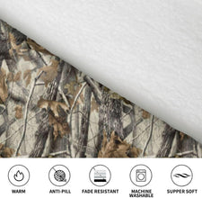 Oversized Flannel Wearable Blanket Hoodie for Adult Mossy-Tree-Camo-Leaf Soft Fuzzy Hooded Lounging Pullover