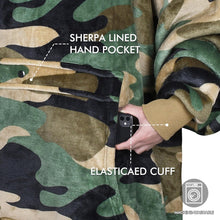 Oversized Blanket Hoodie, Wearable Fluffy Sherpa Blanket, Cozy Sweatshirt Blanket Gift for Adult Women Men Girlfriend, Camo