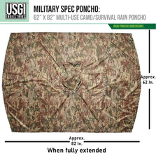 Military Style Poncho Multi Use Rip Stop Camouflage Rain Poncho
