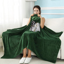 AOT Cosplay Costume Survey Corps Cape the Wings of Freedom Flannel Blanket Adult Anime Green Cape with Hood