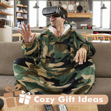 Oversized Blanket Hoodie, Wearable Fluffy Sherpa Blanket, Cozy Sweatshirt Blanket Gift for Adult Women Men Girlfriend, Camo