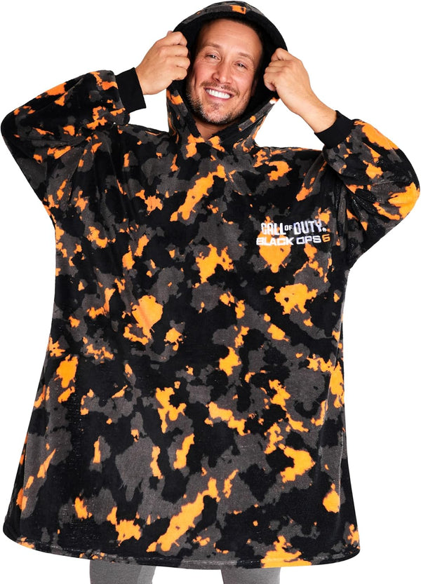 Blanket Hoodie for Men, Teens, Camo Wearable Blanket, Fleece Hooded Poncho, Cozy Loungewear, Gamer Gifts for Men