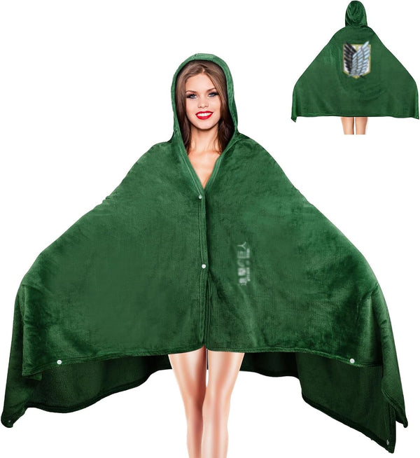 Anime Costume Men'S Scout Regiment Cloak AOT Pyjamas Cape Coat Outfit Climate Blanket for Halloween Carnival Fancy Dress Party