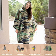 Oversized Blanket Hoodie, Wearable Fluffy Sherpa Blanket, Cozy Sweatshirt Blanket Gift for Adult Women Men Girlfriend, Camo