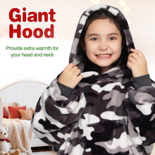 Wearable Blanket for Kids, Wearable Blanket Hoodie Gifts for Teens Girls and Boys, Warm Blanket Sweatshirt for Teenage, Hoodie Blanket with Sleeves - Camo