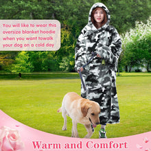 Wearable Blanket Sweatshirt Gifts for Women and Men, Warm and Cozy Giant Blanket Hoodie, Thick Flannel Blanket with Sleeves and Giant Pocket - Camo