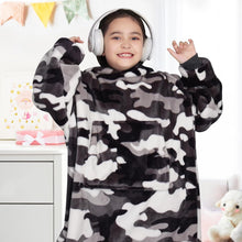 Wearable Blanket for Kids, Wearable Blanket Hoodie Gifts for Teens Girls and Boys, Warm Blanket Sweatshirt for Teenage, Hoodie Blanket with Sleeves - Camo